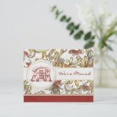 Carte Postale Faire-part Fleurs rouges Nous avons déménagé (Debout devant)