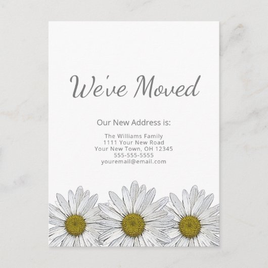 Carte Postale Faire-part Fleurs Rustiques Blanches Marguerites Moderne Démé (Devant)