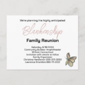 Carte Postale Faire-part Fleurs Rustiques Économisez La Date Réunion De Fam (Dos)