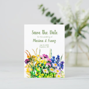 Carte Postale Faire-part Fleurs sauvages d'été sauvent la date