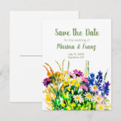 Carte Postale Faire-part Fleurs sauvages d'été sauvent la date (Devant / Derrière)