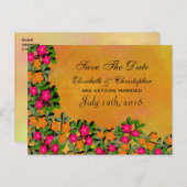 Carte Postale Faire-part Fleurs sauvages roses et orange Enregistrement de (Devant / Derrière)