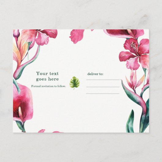 Carte Postale Faire-part Fleurs tropicales hawaïennes Mariage Enregistrer l (Dos)