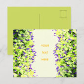 Carte Postale Faire-part fleurs vertes et violettes (Devant / Derrière)