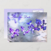 Carte Postale Faire-part Fleurs violettes Enregistrer la date (Devant / Derrière)