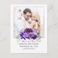 Fleurs violettes et prune Save the Date floral