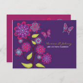 Carte Postale Faire-part Fleurs violettes funky Mariage Enregistrer la date (Devant / Derrière)