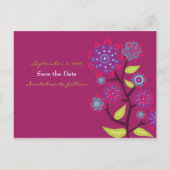 Carte Postale Faire-part Fleurs violettes funky Mariage Enregistrer la date (Dos)