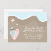 Carte Postale Faire-part Flip Flops Beach Wedding Annonces (Devant / Derrière)