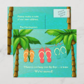 Carte Postale Faire-part Flip Flops tropicaux, nouvelle adresse (Devant / Derrière)