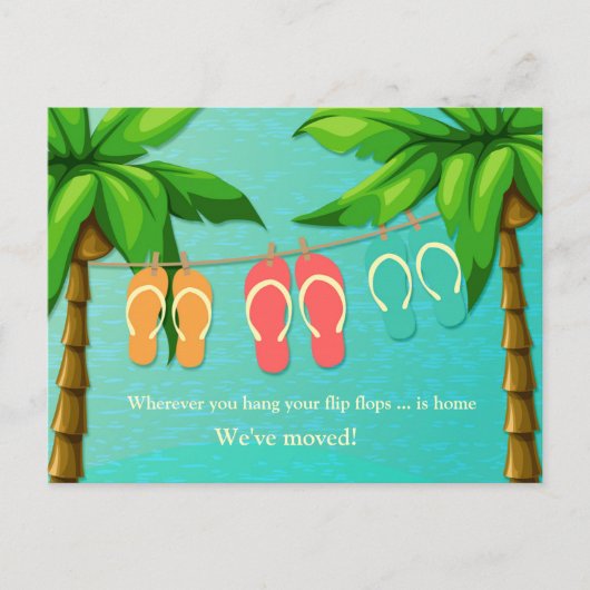 Carte Postale Faire-part Flip Flops tropicaux, nouvelle adresse (Devant)