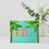 Carte Postale Faire-part Flip Flops tropicaux, nouvelle adresse (Debout devant)