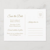 Carte Postale Faire-part Flocons de neige dorés Élégant hiver Enregistrer l (Dos)