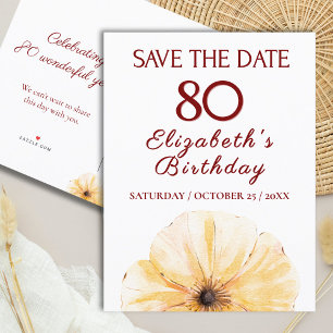Carte Postale Faire-part Floral 80e anniversaire - Elégant design de fleurs