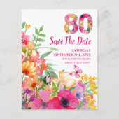 Carte Postale Faire-part Floral 80th Birthday Save The Date - Chic 80 Years (Devant)