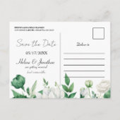 Carte Postale Faire-part Floral Emerald Green Wedding Enregistrer La Date (Dos)