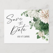 Carte Postale Faire-part Floral Emerald Green Wedding Enregistrer La Date (Devant)
