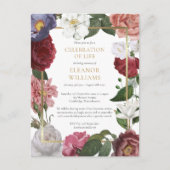 Carte Postale Faire-part Floral Funeral Gold Celebration of Life (Devant)