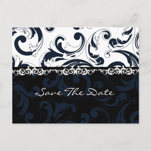 Carte Postale Faire-part Floral noir et blanc (Devant)