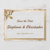 Carte Postale Faire-part Floral or rose et Mariage lin (Devant)