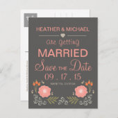 Carte Postale Faire-part Floral rustique Enregistrer la date (Devant / Derrière)