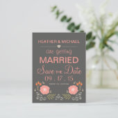 Carte Postale Faire-part Floral rustique Enregistrer la date (Debout devant)