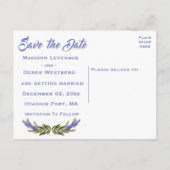 Carte Postale Faire-part Floral Save the Date Lavender Purple Mariage (Dos)