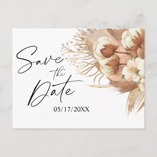Carte Postale Faire-part Floral Terracotta Automne Boho Mariage Enregistrer (Devant)