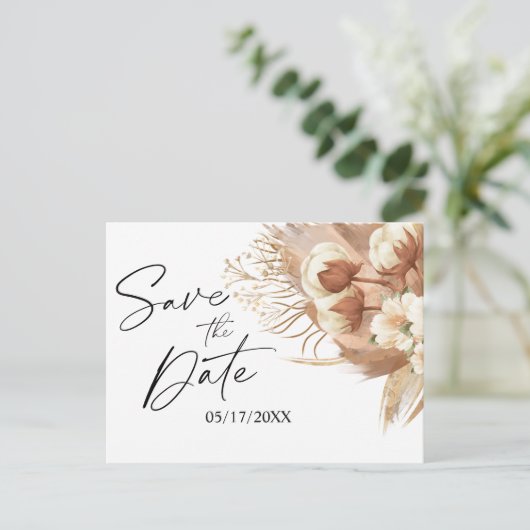 Carte Postale Faire-part Floral Terracotta Automne Boho Mariage Enregistrer (Debout devant)