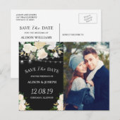 Carte Postale Faire-part Florale d'or d'ivoire rustique Enregistrer la date (Devant / Derrière)