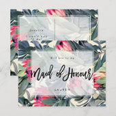 Carte Postale Faire-part florale tropicale serez-vous ma servante d'honneur (Devant / Derrière)