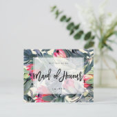 Carte Postale Faire-part florale tropicale serez-vous ma servante d'honneur (Debout devant)