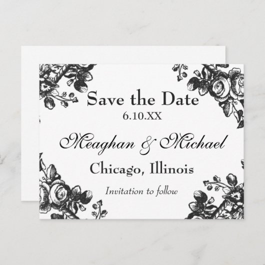 Carte Postale Faire-part Flore antique verdoyante (Devant / Derrière)