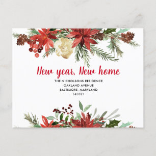 Carte Postale Faire-part Flore de Poinsettia  Nouveau foyer  Nous avons bou