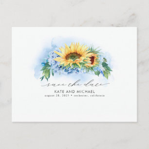 Carte Postale Faire-part Flore jaune et bleu poussiéreux Enregistrer la pho