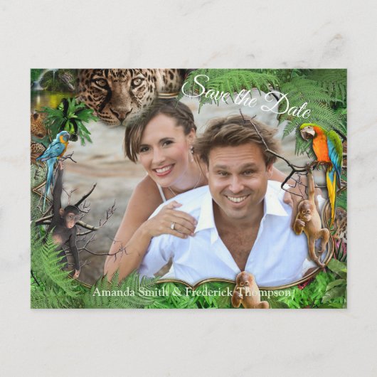 Carte Postale Faire-part Flore tropicale Paradis & Oiseaux (Devant)