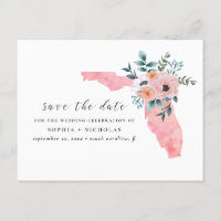 Floride. Fleur rose élégante. Floral save the date