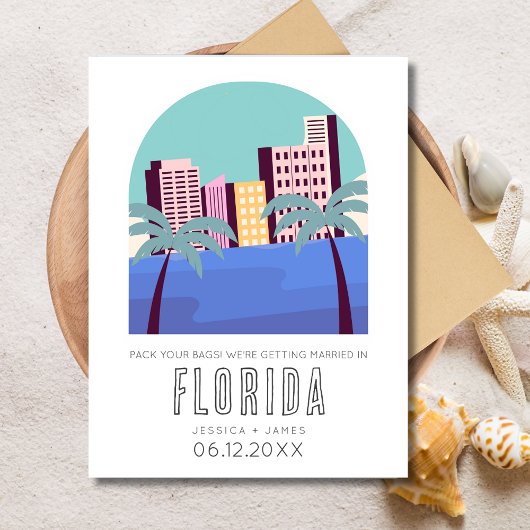 Carte Postale Faire-part Floride tropicale Destination Mariage Enregistrer 