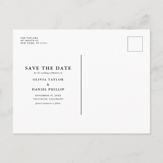Carte Postale Faire-part Flourver Script Enregistrer Notre Date Découper Ph (Dos)