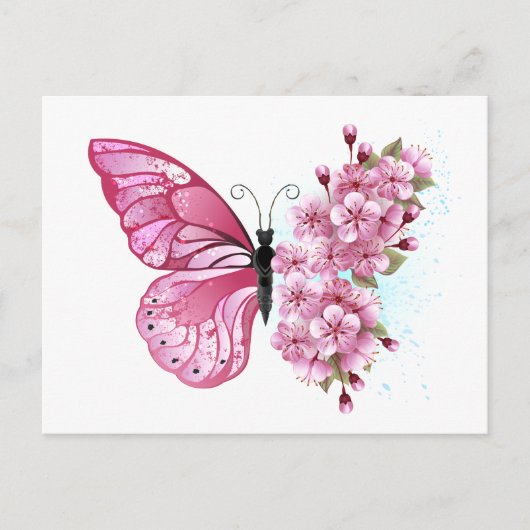 Carte Postale Faire-part Flower Butterfly (Devant)