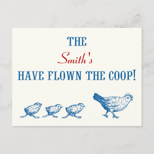 Carte Postale Faire-part Flown the Coop Changement d'adresse (Devant)