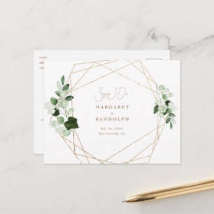 Carte Postale Faire-part Foliage Contemporary Couple Photo Enregistrer la d