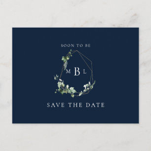 Carte Postale Faire-part Foliage Monogramme Mariage Enregistrer la date Mar