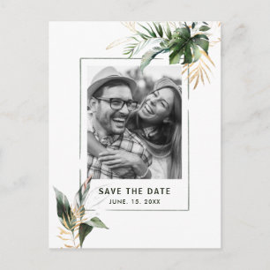Carte Postale Faire-part Foliage tropical photo mariage Enregistrer la date