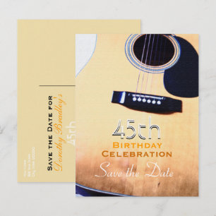 Carte Postale Faire-part Folk Guitar 45th Birthday Enregistrer la date Cart
