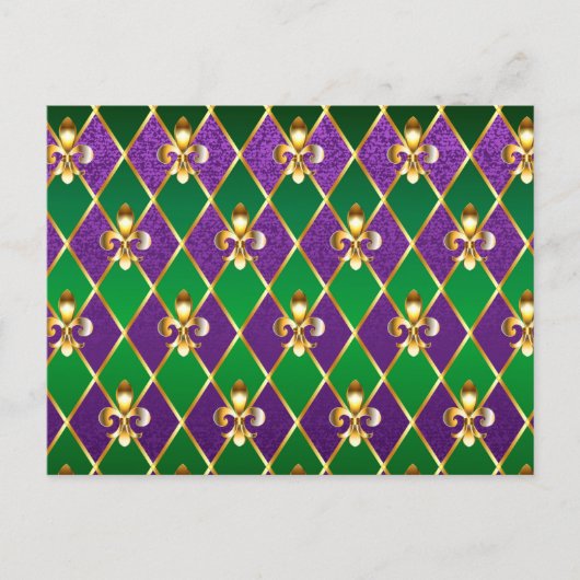 Carte Postale Faire-part Fond de bijoux Mardi Gras (Devant)