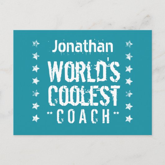 Carte Postale Faire-part Fond sarcelle avec étoiles grunge COACH A03 (Devant)