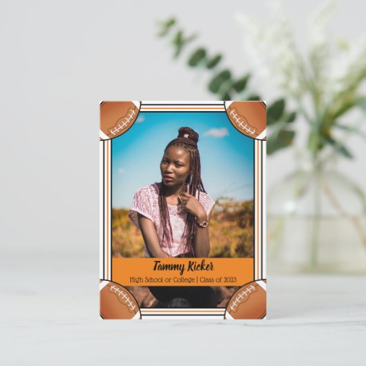 Carte Postale Faire-part Football Orange & Black Graduation (Debout devant)