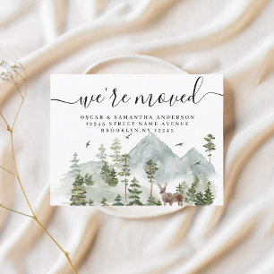 Carte Postale Faire-part Forêt aquarelle Arbres et cerfs