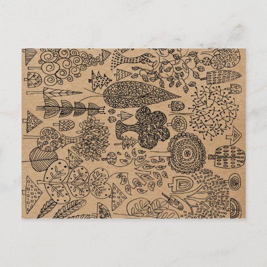 Carte Postale Faire-part Forêt boisée Rustique Kraft Script Enregistrer la (Dos)